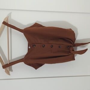 Tie front cropped blouse